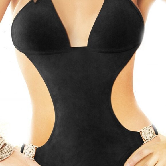 NWT One Piece Monokini Black Swimsuit 14 Kt  lion - Picture 2 of 9